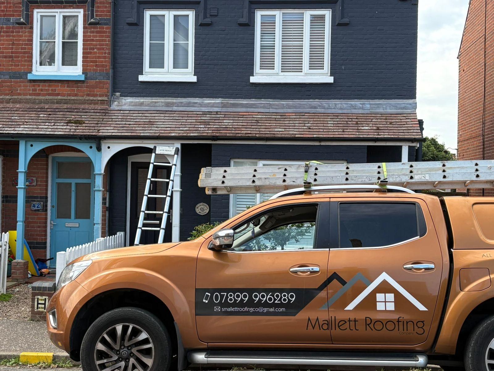 Mallett Roofing van on site in Norwich